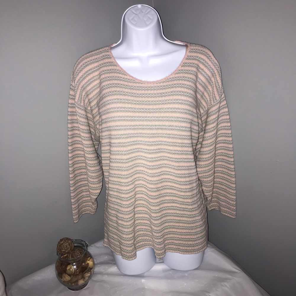 Vintage Jennifer Adams Stripe Top | Knit Casual Blouse | Classic Relaxed Fit L